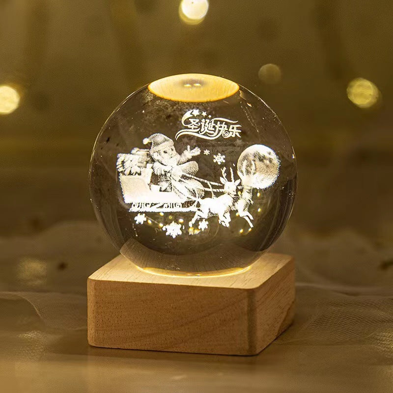 Luminous starry sky and planet moon moon crystal ball small night lamp projection ambience light creative gift new strange gift