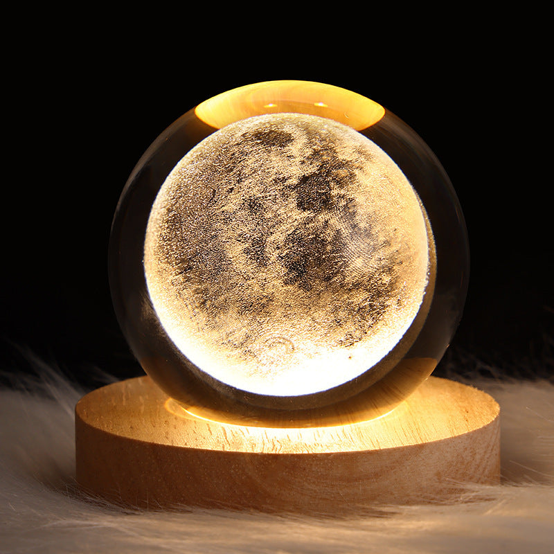 Luminous starry sky and planet moon moon crystal ball small night lamp projection ambience light creative gift new strange gift