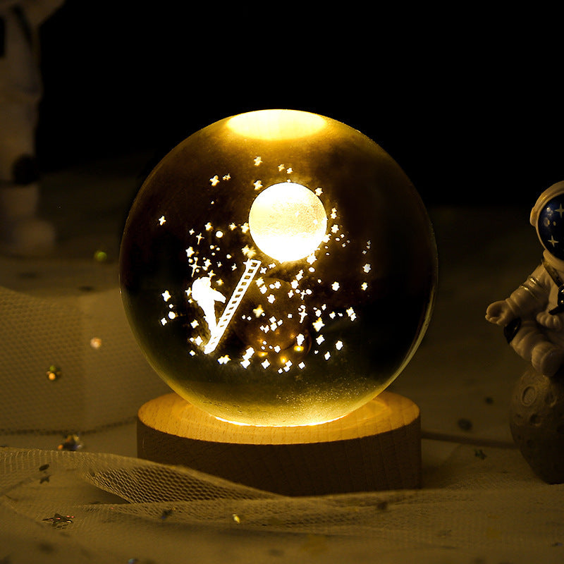 Luminous starry sky and planet moon moon crystal ball small night lamp projection ambience light creative gift new strange gift